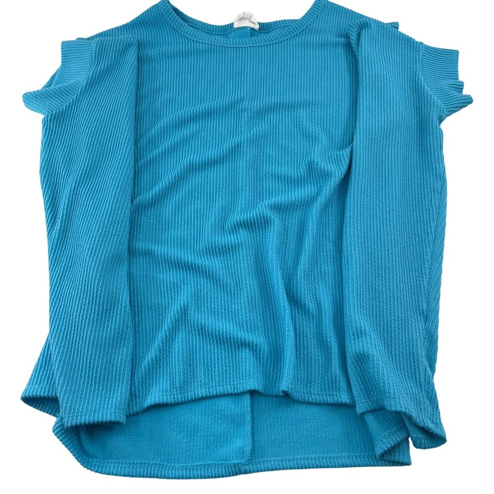 Andrée By Unit Womens Ribbed Short Sleeve Top 2X/3X‎ Pullover Loose fit Aqua